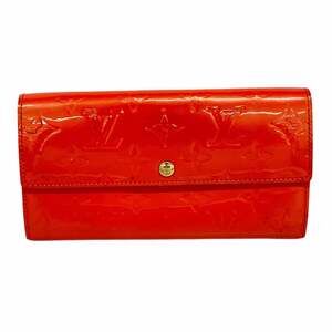 Louis Vuitton Vernis Portefeuille Sarah Long Wallet M93634 Orange Sunset Women's
